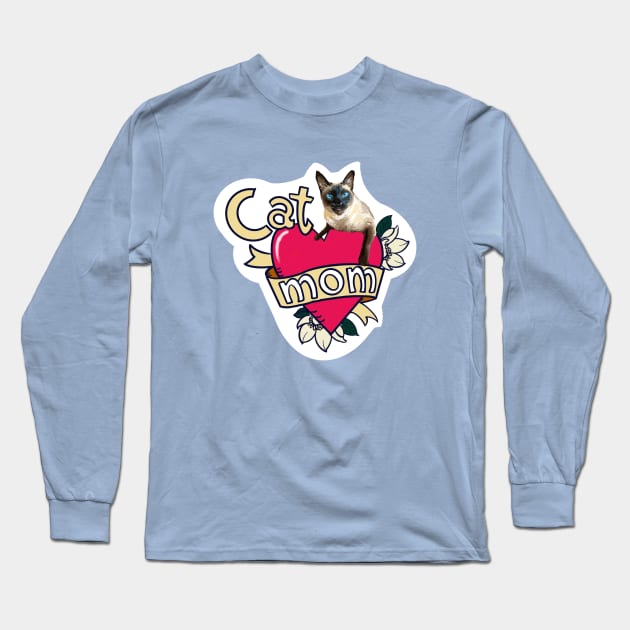 Siamese Cat Mom Tattoo Long Sleeve T-Shirt by TAP4242